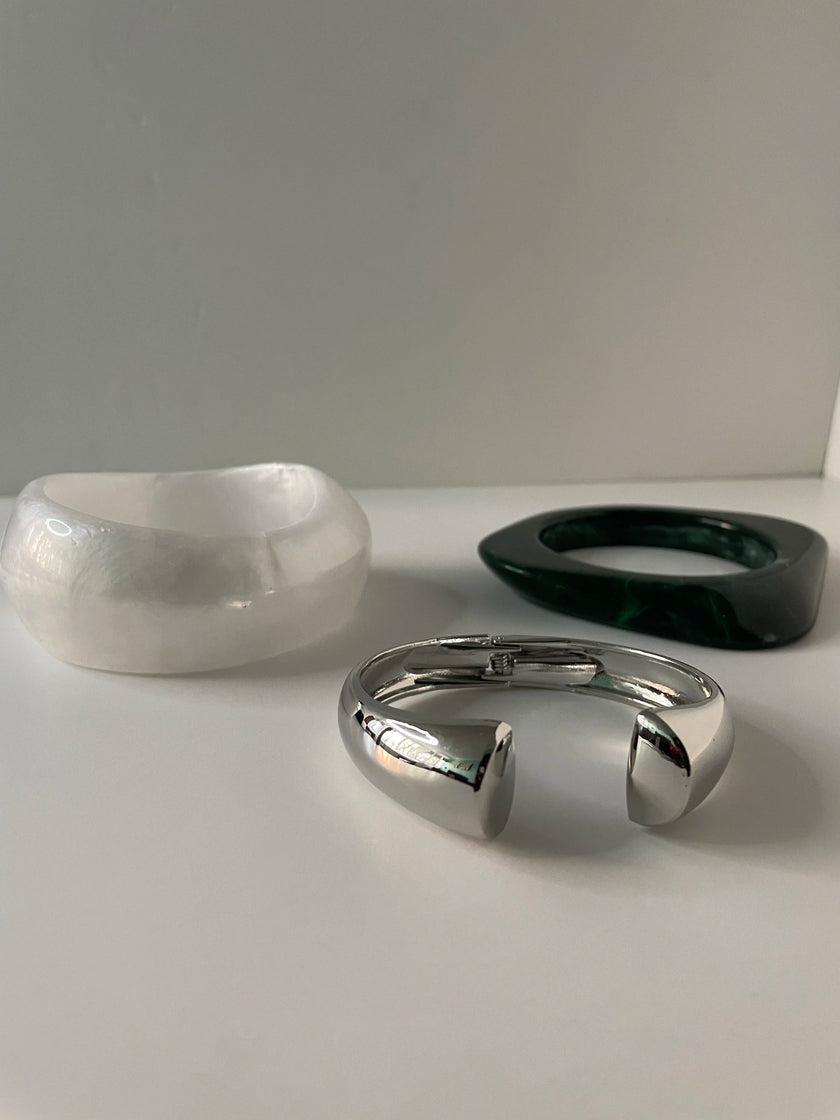 Ayanda Green & Silver Multi Bangle Cuff Bangles