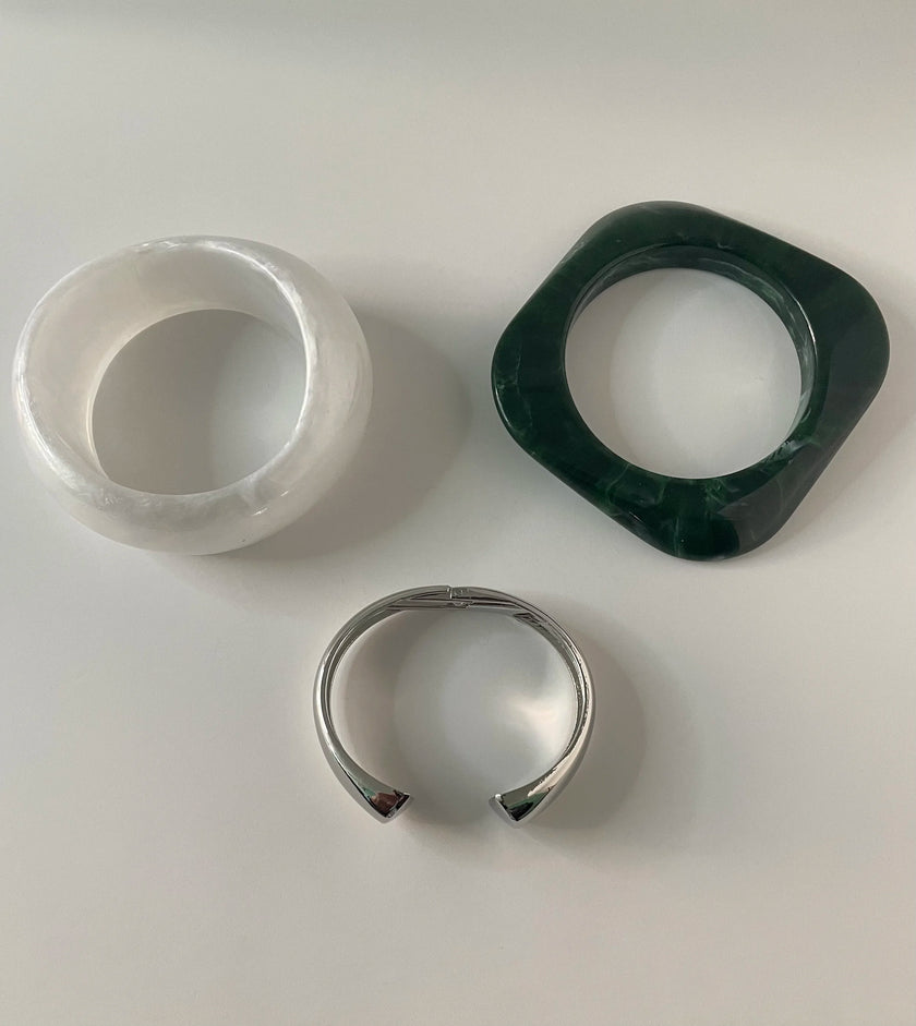 Ayanda Green & Silver Multi Bangle Cuff Bangles