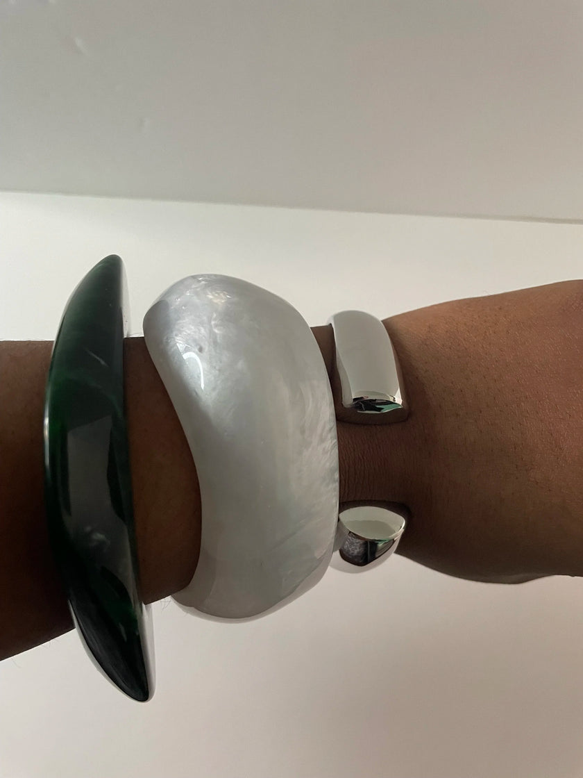 Ayanda Green & Silver Multi Bangle Cuff Bangles