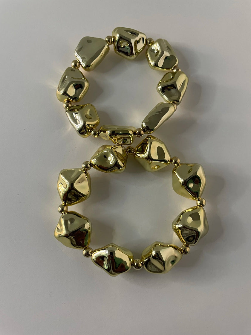 Jade Gold Irregular Bead Bracelet Set