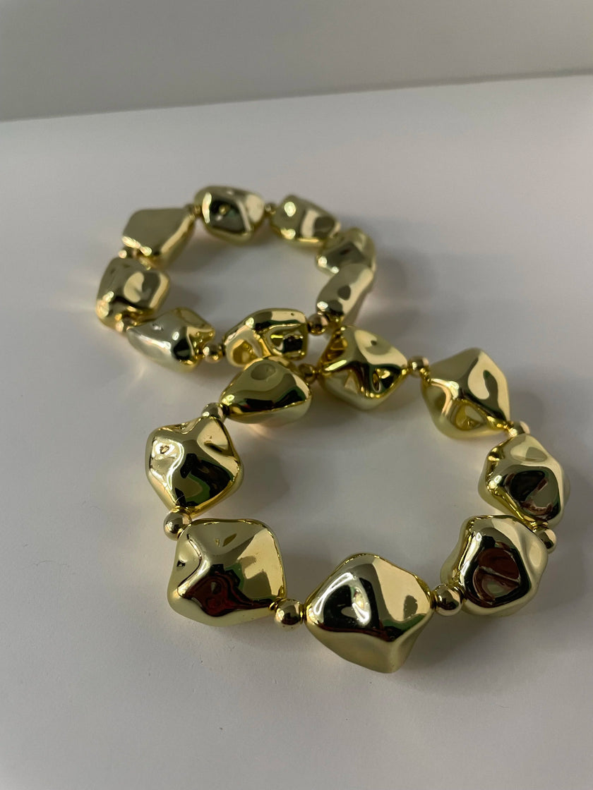 Jade Gold Irregular Bead Bracelet Set