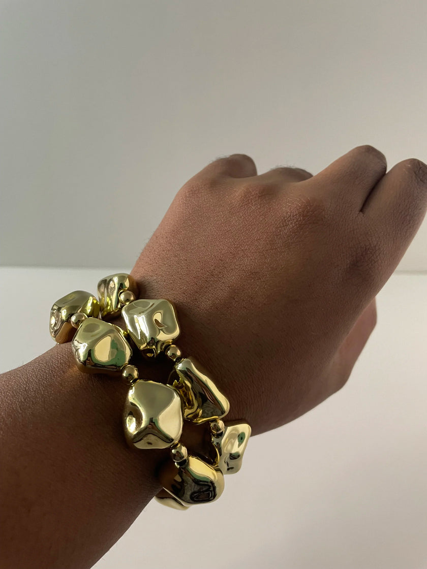 Jade Gold Irregular Bead Bracelet Set