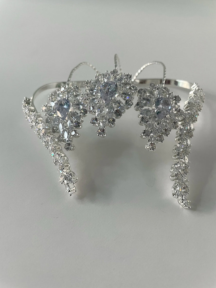 Nadine Silver Classic Rhinestone Ring Palm Cuff