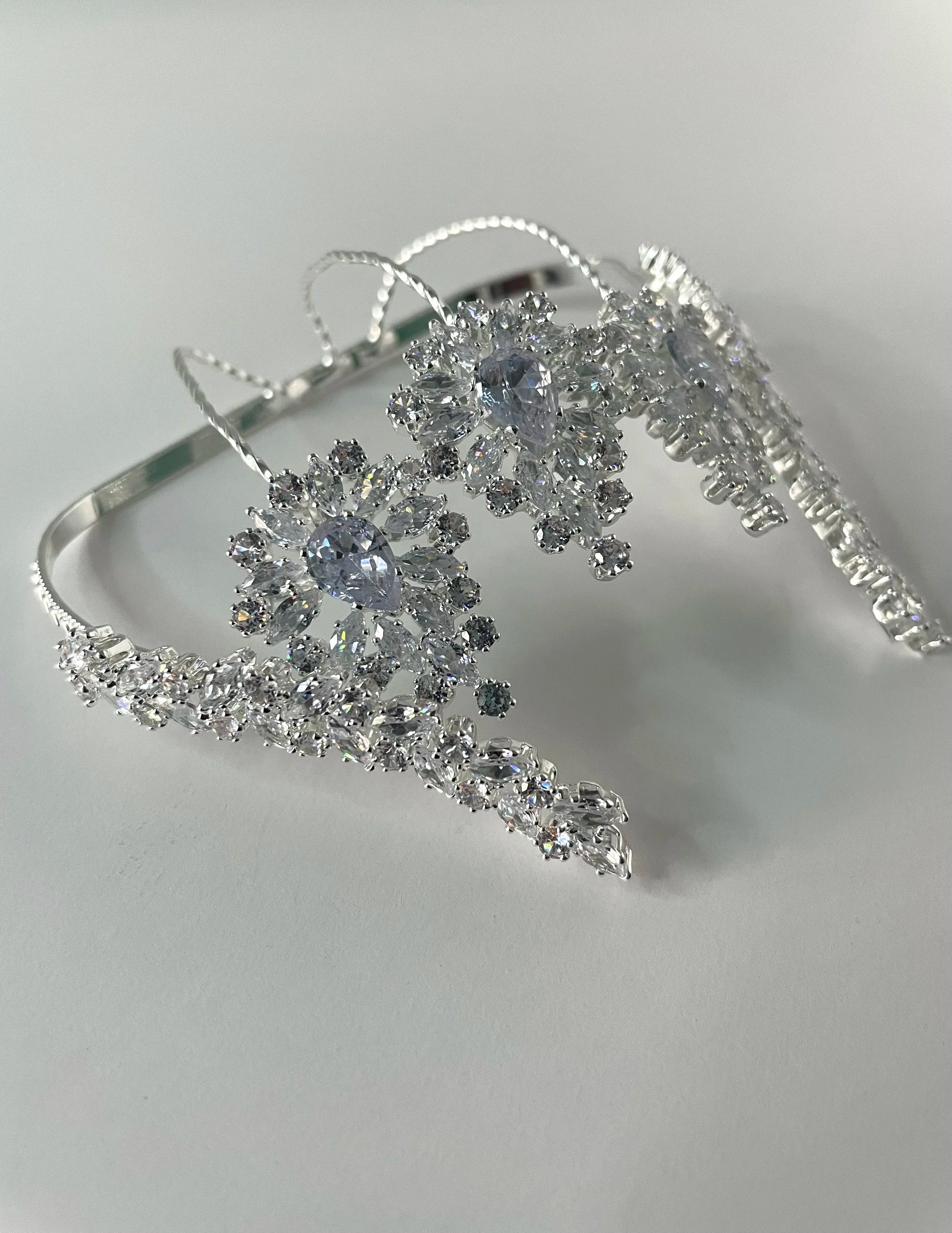 Nadine Silver Classic Rhinestone Ring Palm Cuff