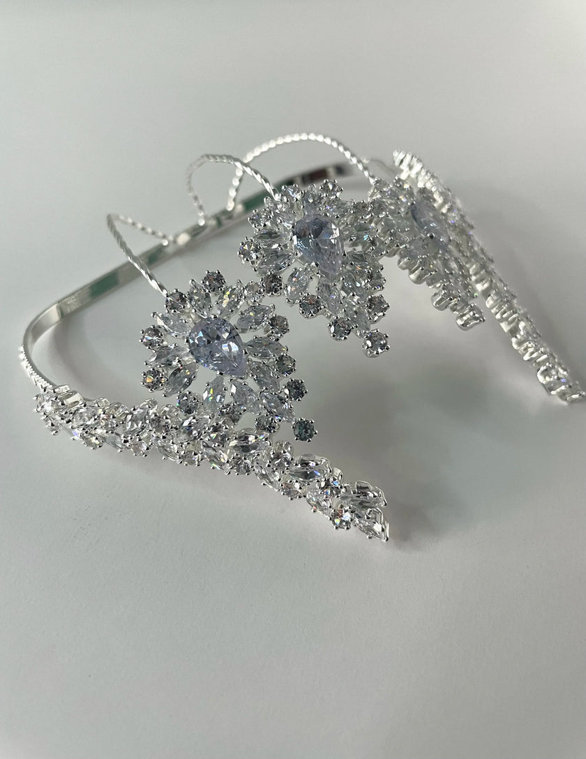 Nadine Silver Classic Rhinestone Ring Palm Cuff