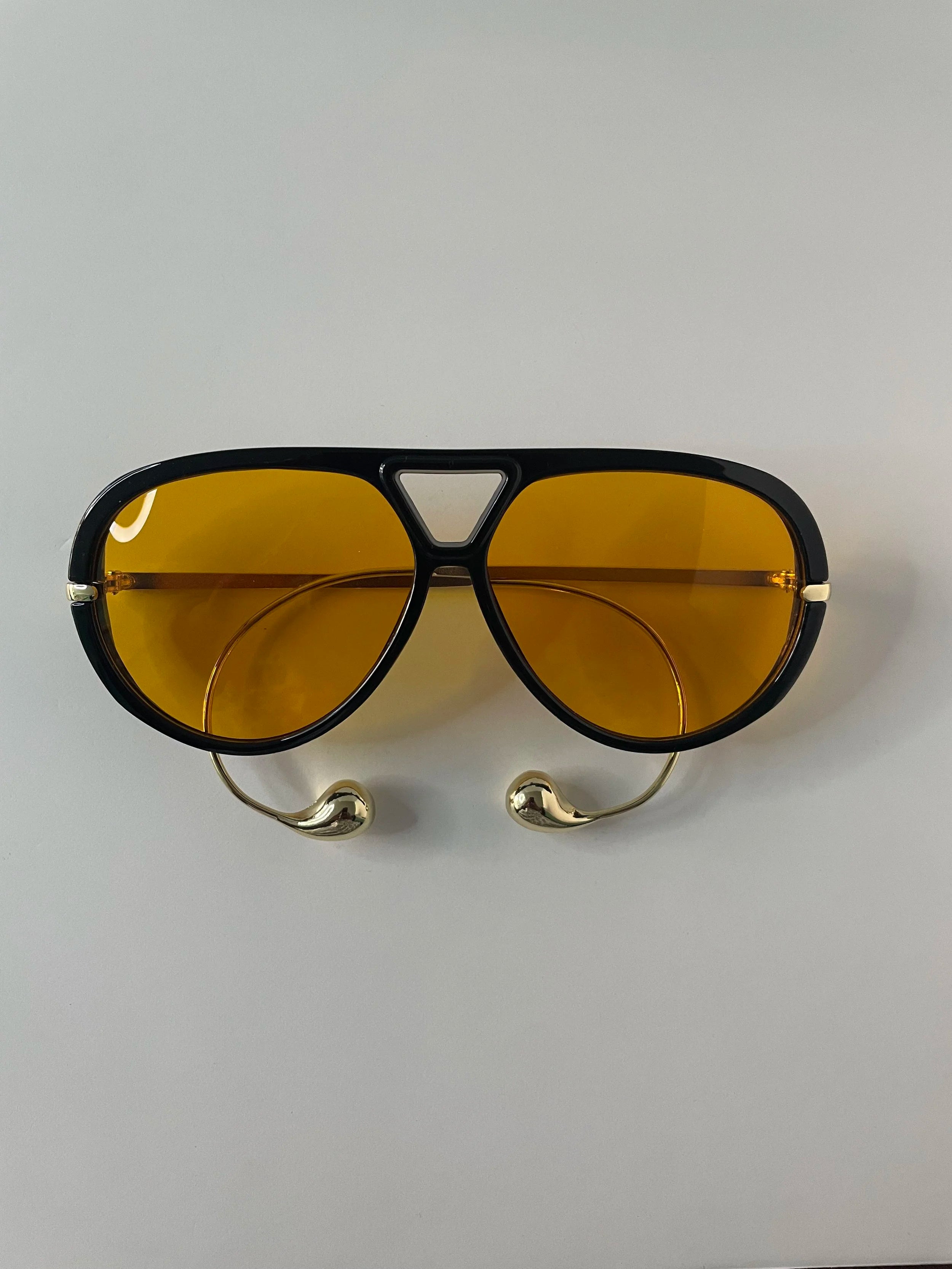 Thuli Oversized Black & Orange Aviator Sunglasses