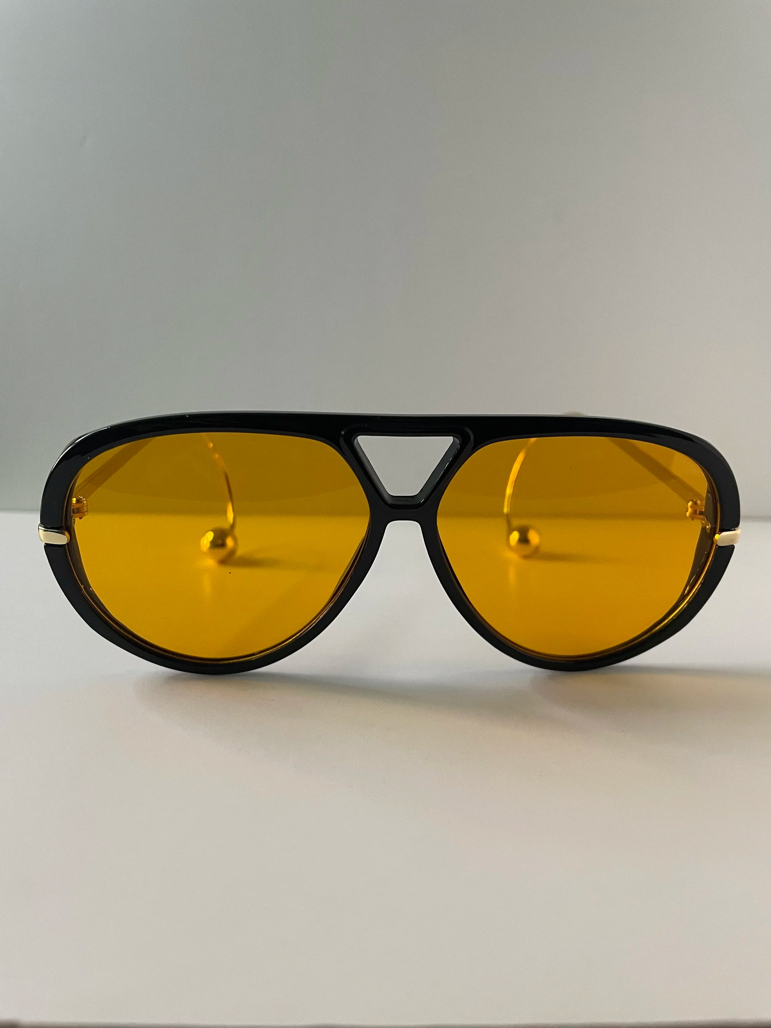 Thuli Oversized Black & Orange Aviator Sunglasses