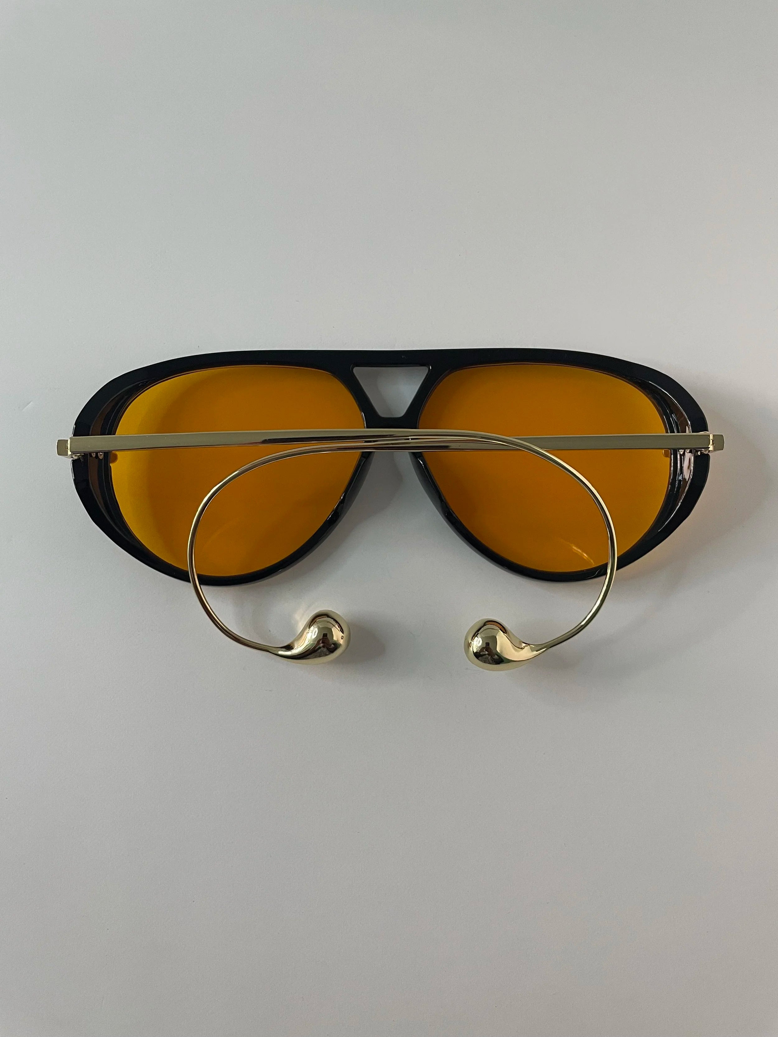 Thuli Oversized Black & Orange Aviator Sunglasses