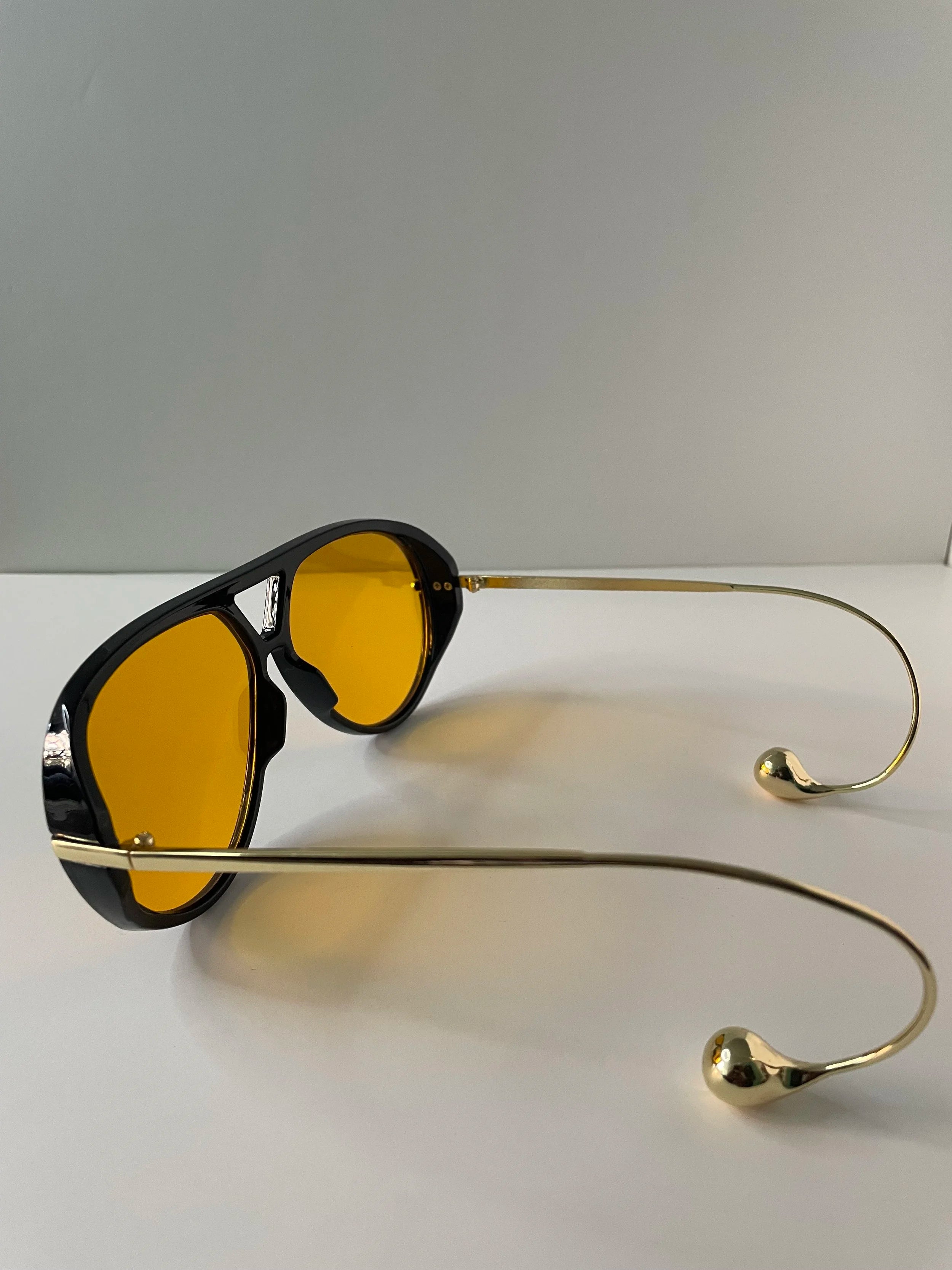 Thuli Oversized Black & Orange Aviator Sunglasses