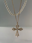 Sibulele Gold & Pearl & Layered Cross Necklace
