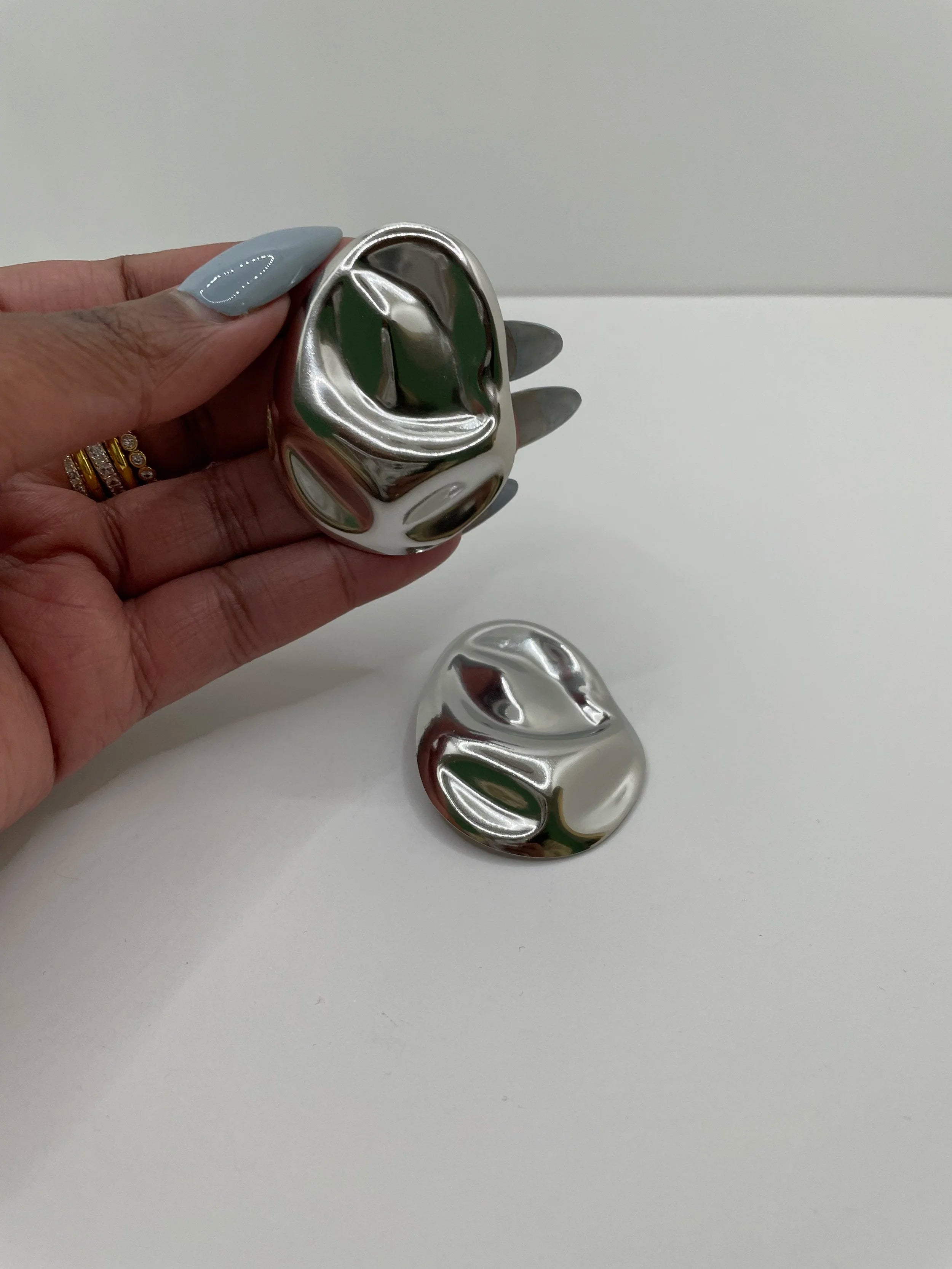 Sibulele Silver Textured Moon Stud Earrings