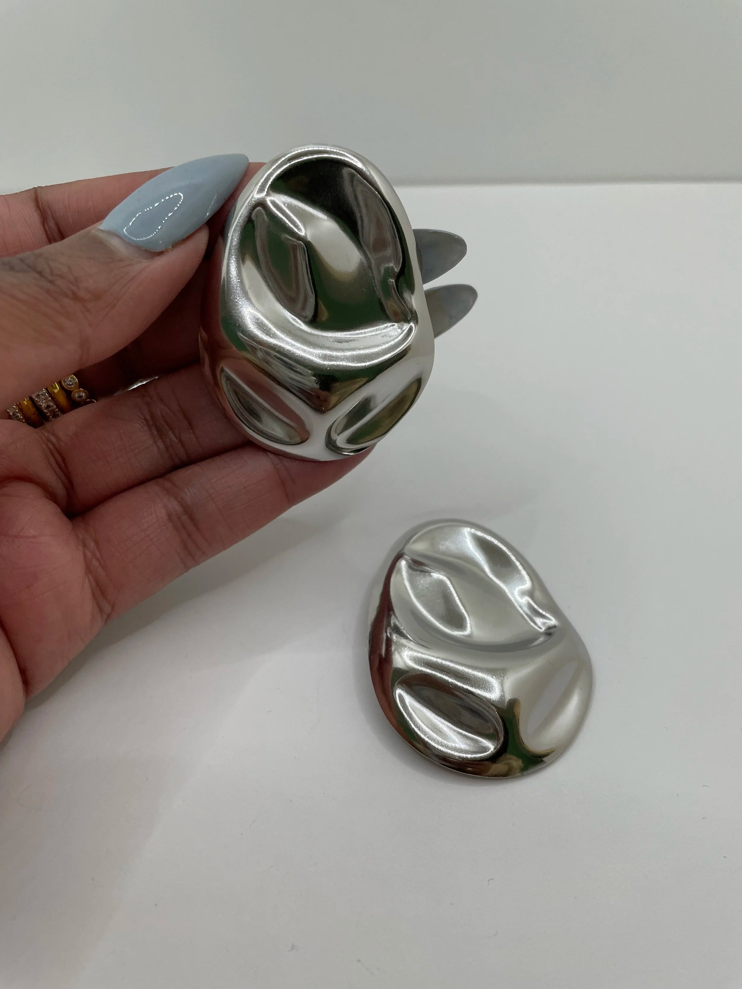 Sibulele Silver Textured Moon Stud Earrings