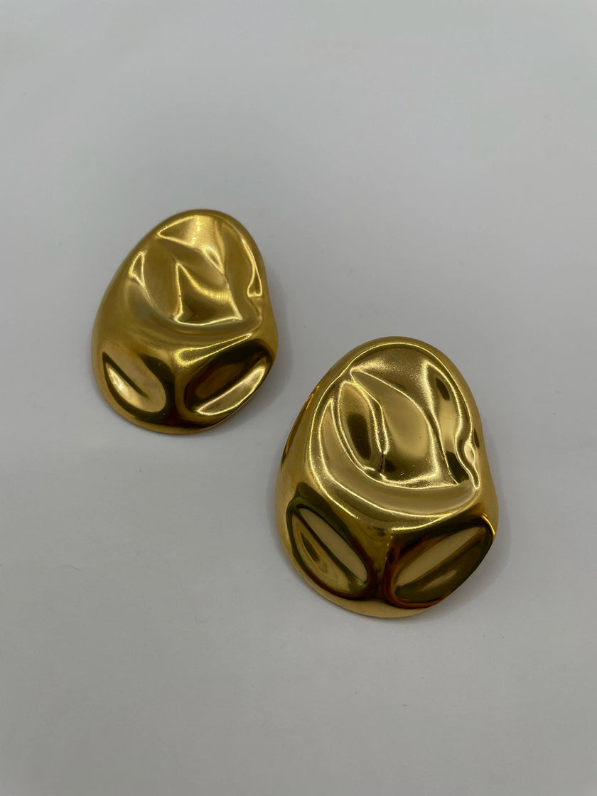 Sibulele Gold Textured Moon Stud Earrings