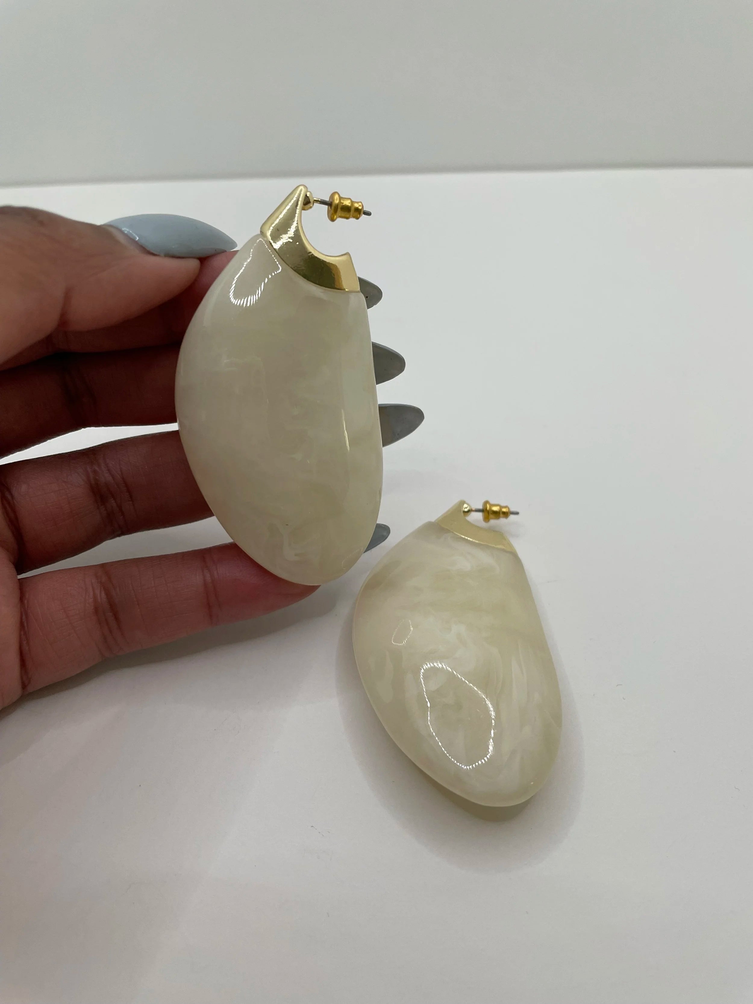 Khangwelo Oversized Cream Elongated Comet Earrings