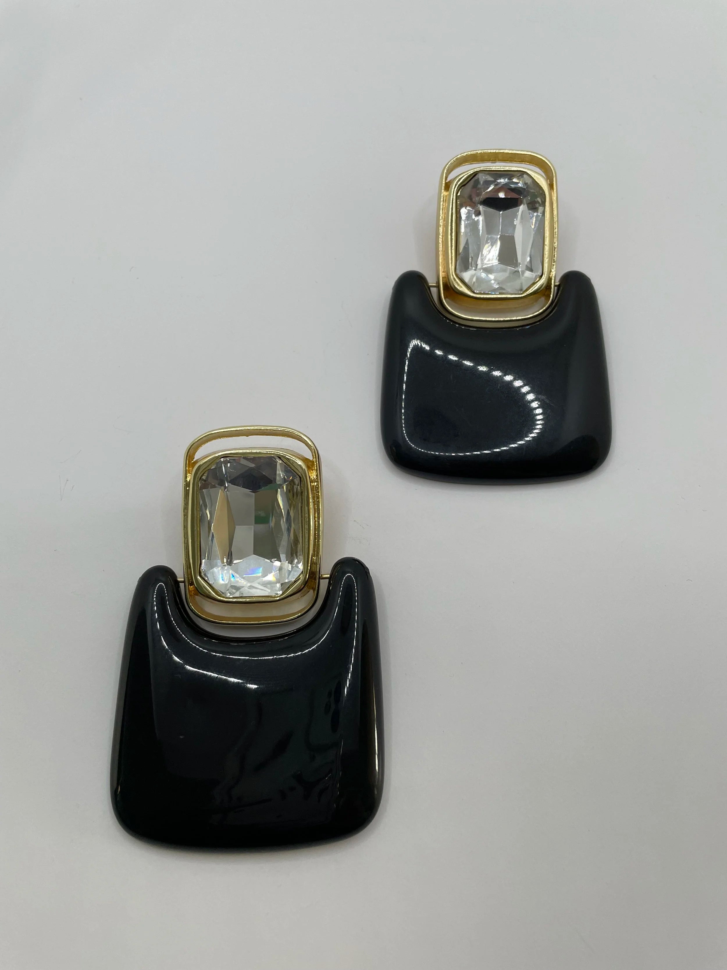 Nancy Black & Gold Retro Luxe Drop Earrings
