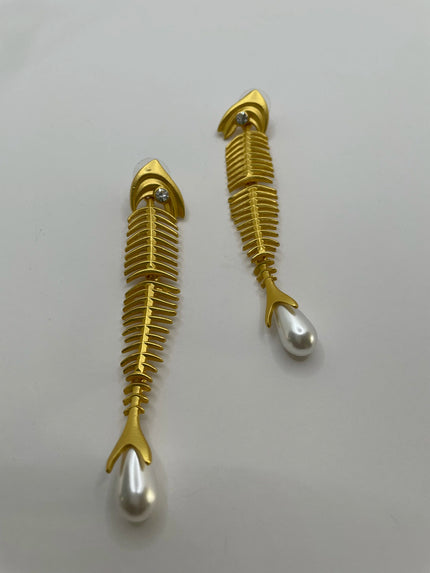Lamiez Gold & Pearl Poisson Eye Detail Earrings