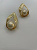 Gugu Gold & Pearl Exaggerated Shell Textured Earring