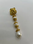 Fezile Gold Elongated Baroque Pearl Flower  Earrings