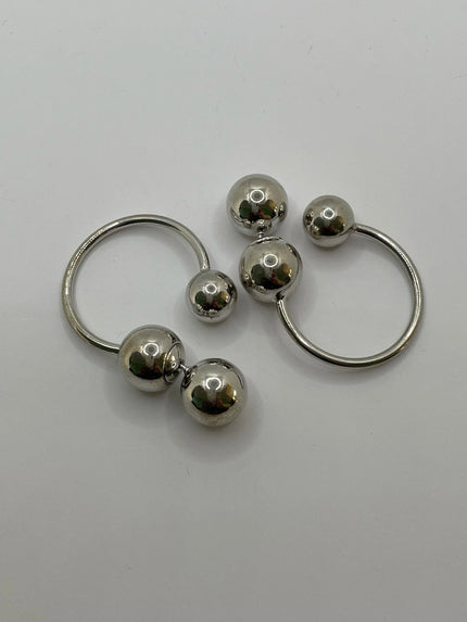 Palesa Silver Cool Triple Sphere Hoop Earrings