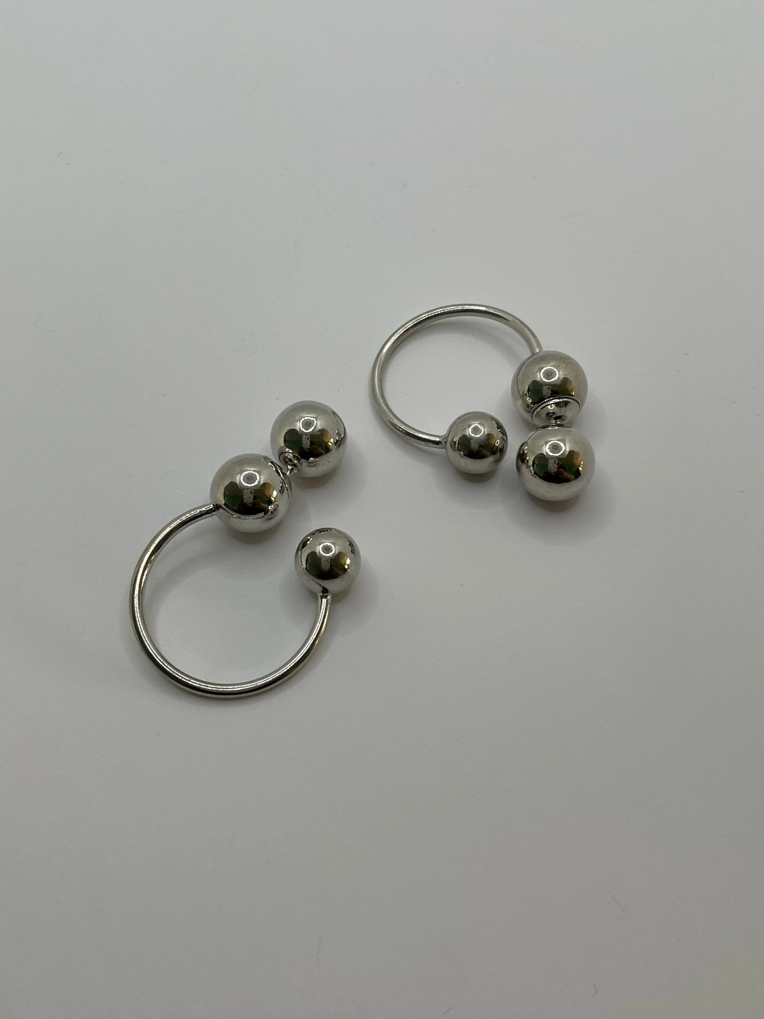 Palesa Silver Cool Triple Sphere Hoop Earrings