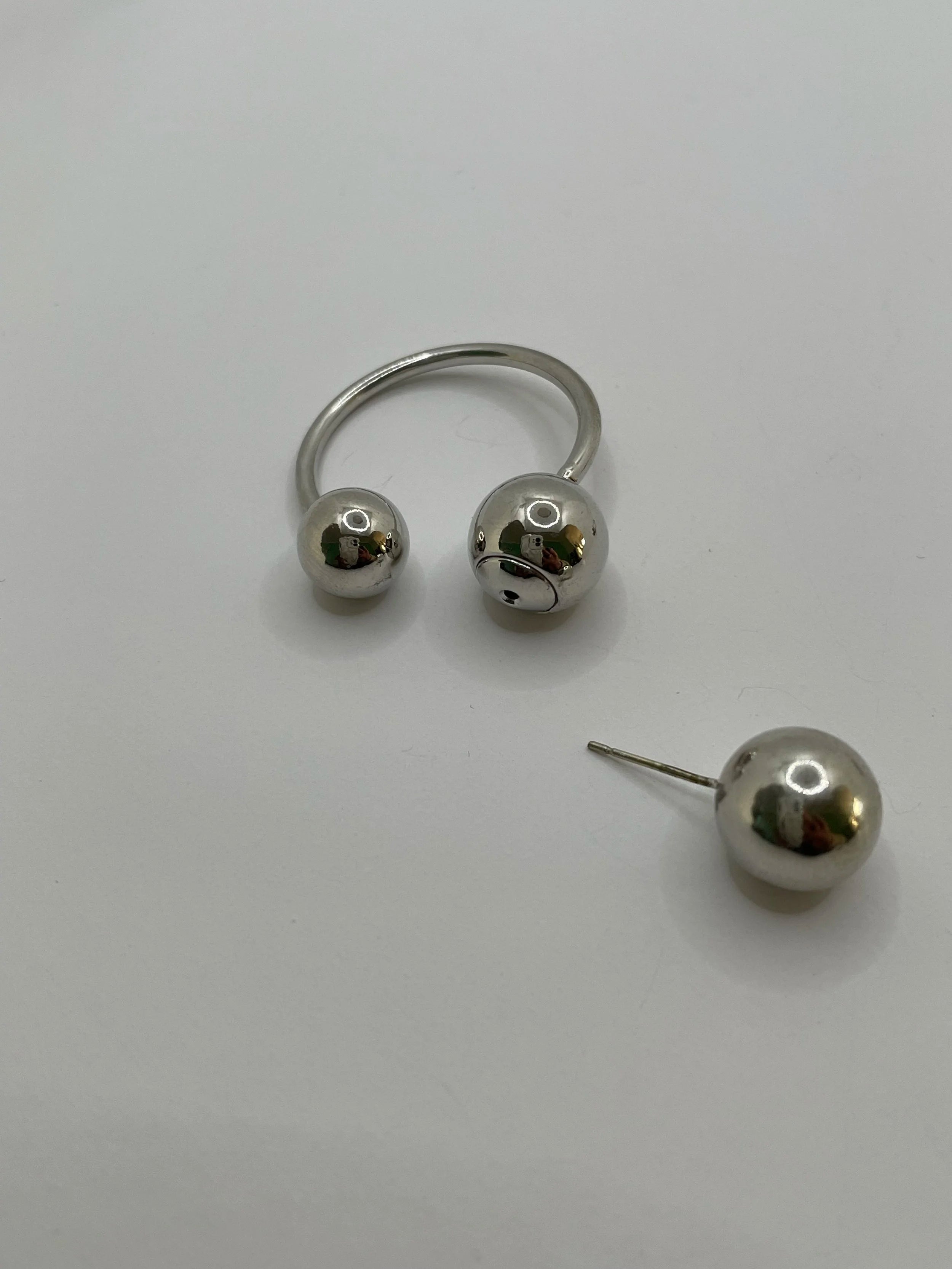 Palesa Silver Cool Triple Sphere Hoop Earrings