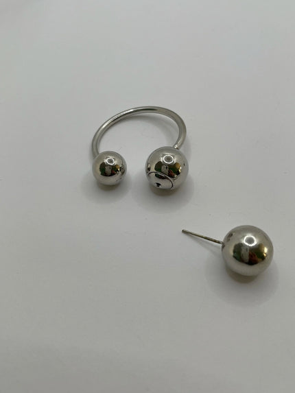 Palesa Silver Cool Triple Sphere Hoop Earrings