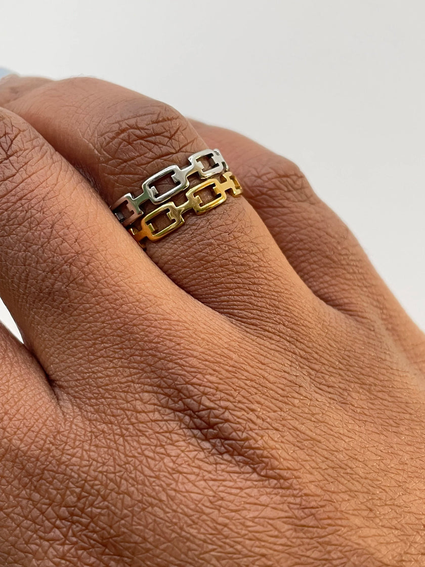 Leago Mixed Metal Minimal Ring Set