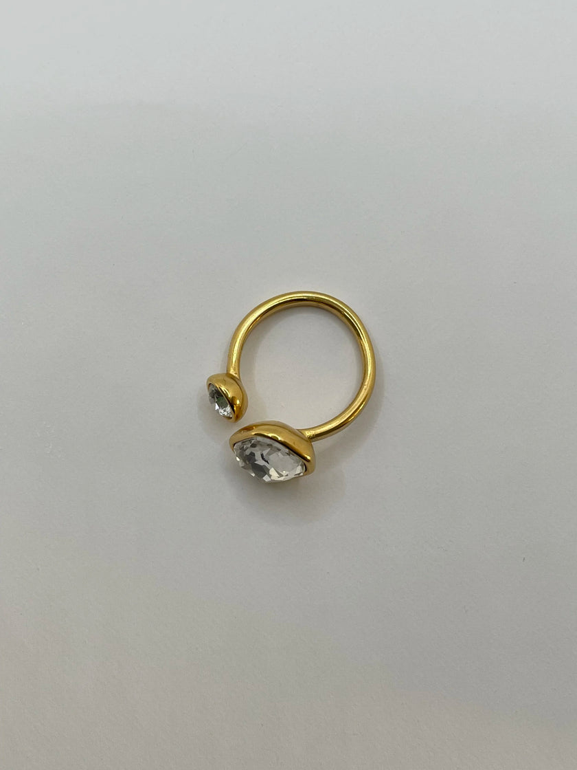 Modestine Gold Open Double White Stone Ring