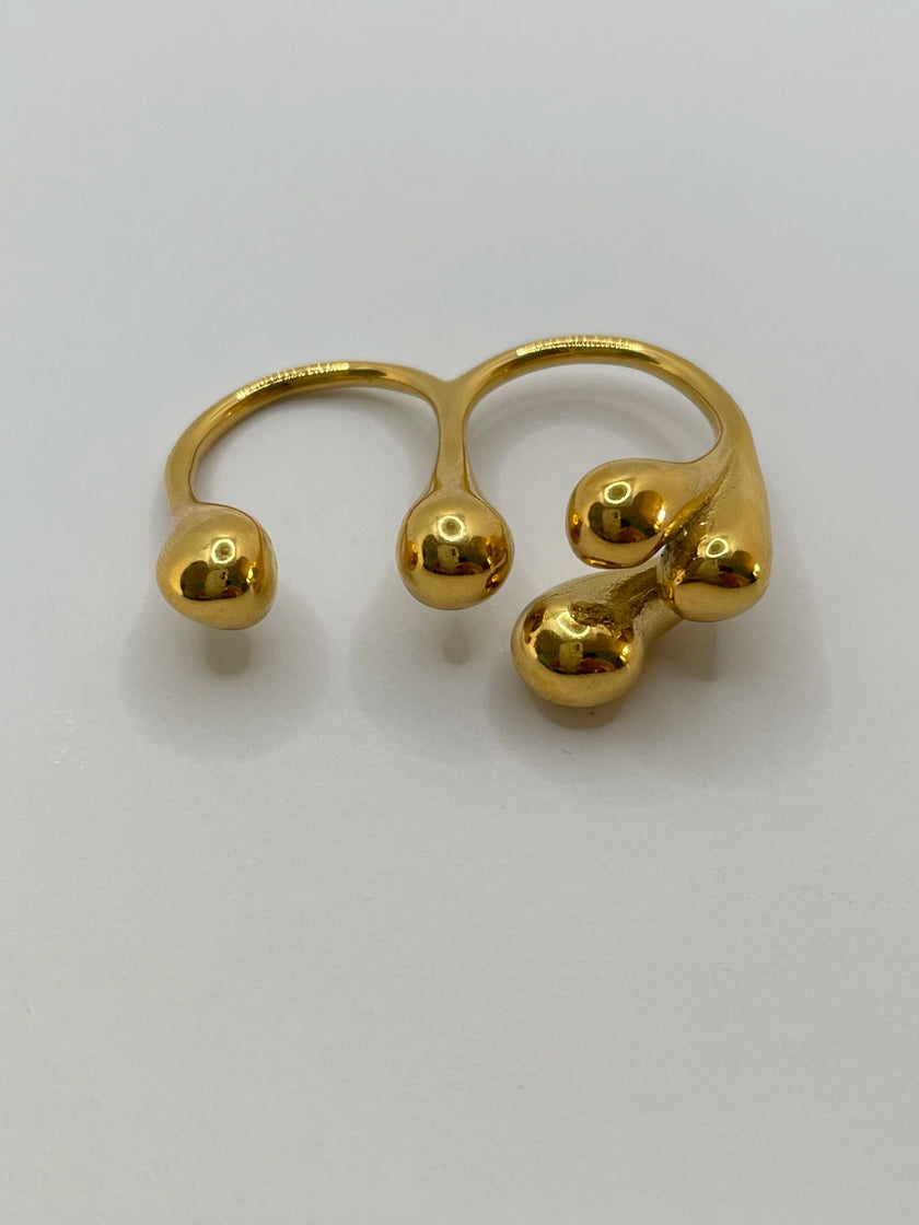 Zandile Gold Double Finger Sculptural Ring