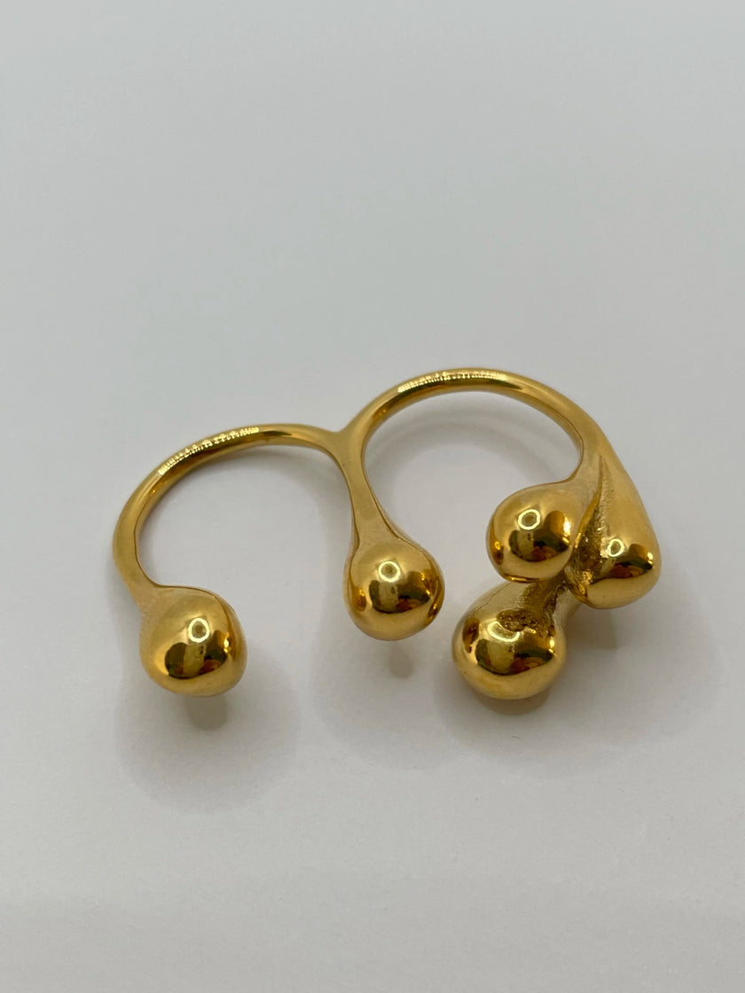 Zandile Gold Double Finger Sculptural Ring