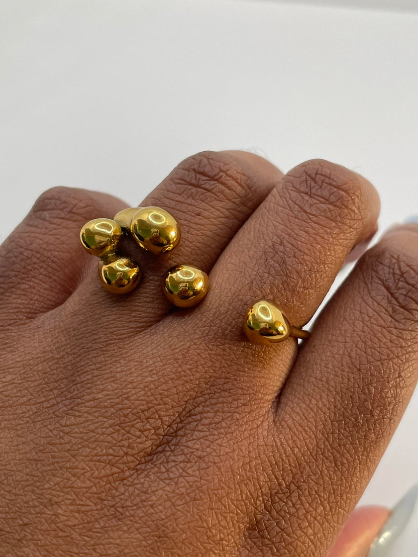 Zandile Gold Double Finger Sculptural Ring