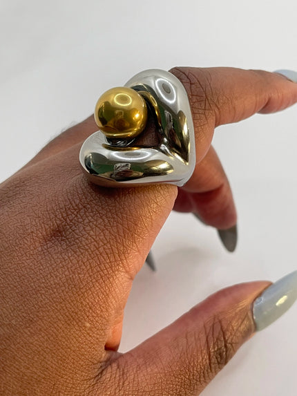 Koketso Mixed Metal Open Pearl Silohoutte Ring