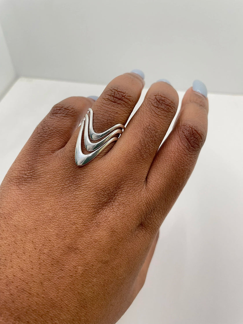 Thando Silver Sculptural Stacking Ring Set