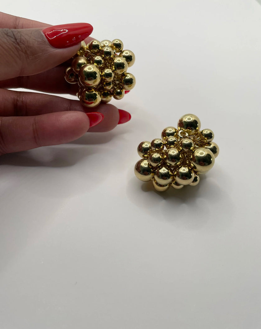 Candice Gold Multi Bead Cloud Stud Earrings