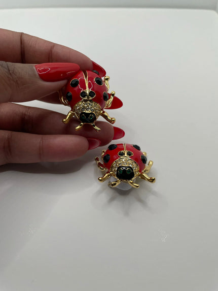 Monique Gold & Red Oversized Embellished Studs