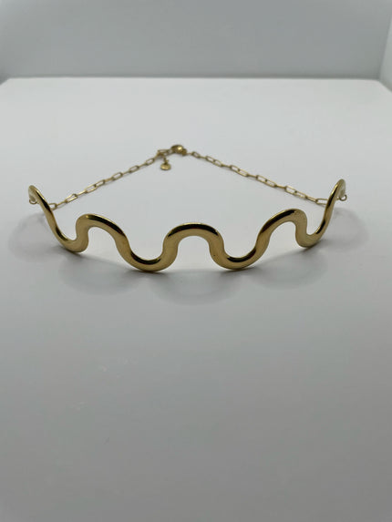 Titi  Gold Minimal Wave Choker Neckalce
