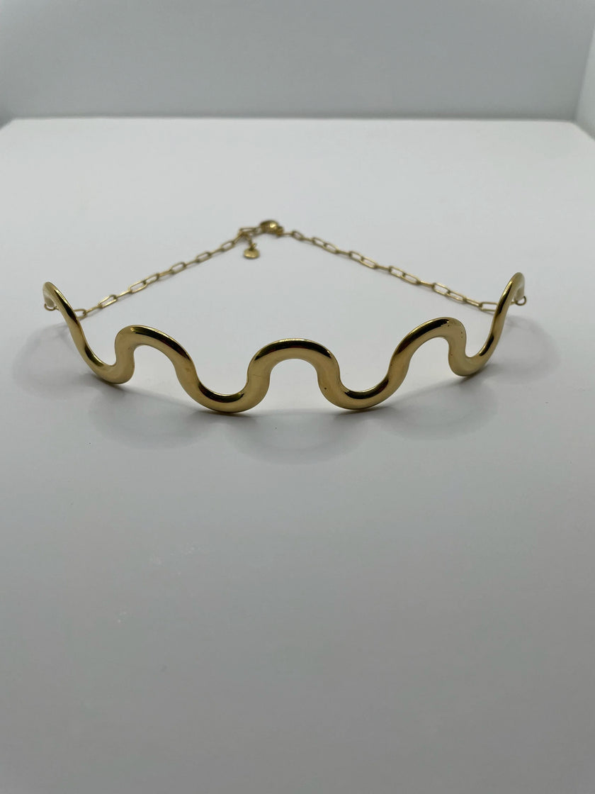 Titi  Gold Minimal Wave Choker Neckalce