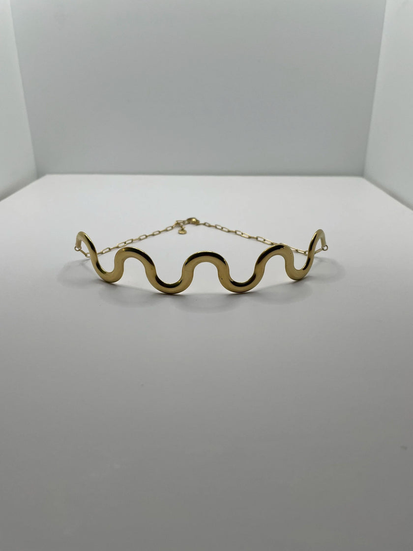 Titi  Gold Minimal Wave Choker Neckalce