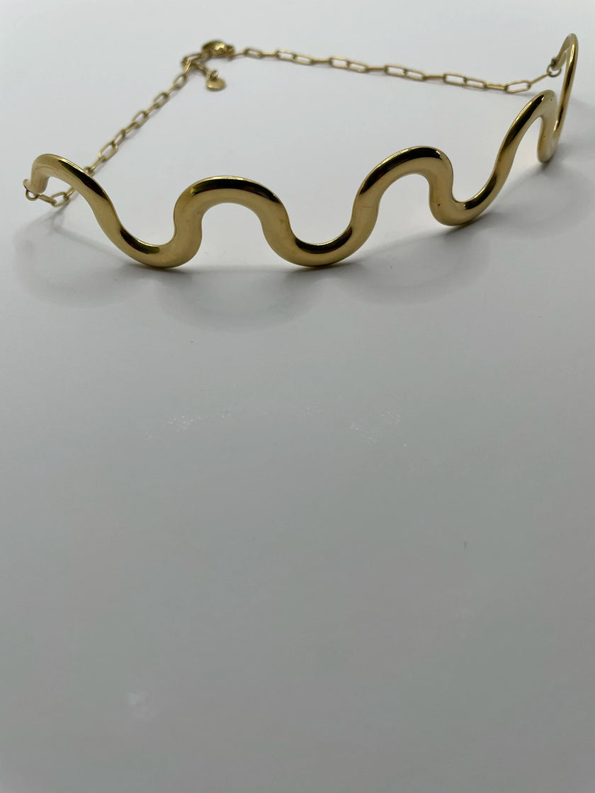 Titi  Gold Minimal Wave Choker Neckalce
