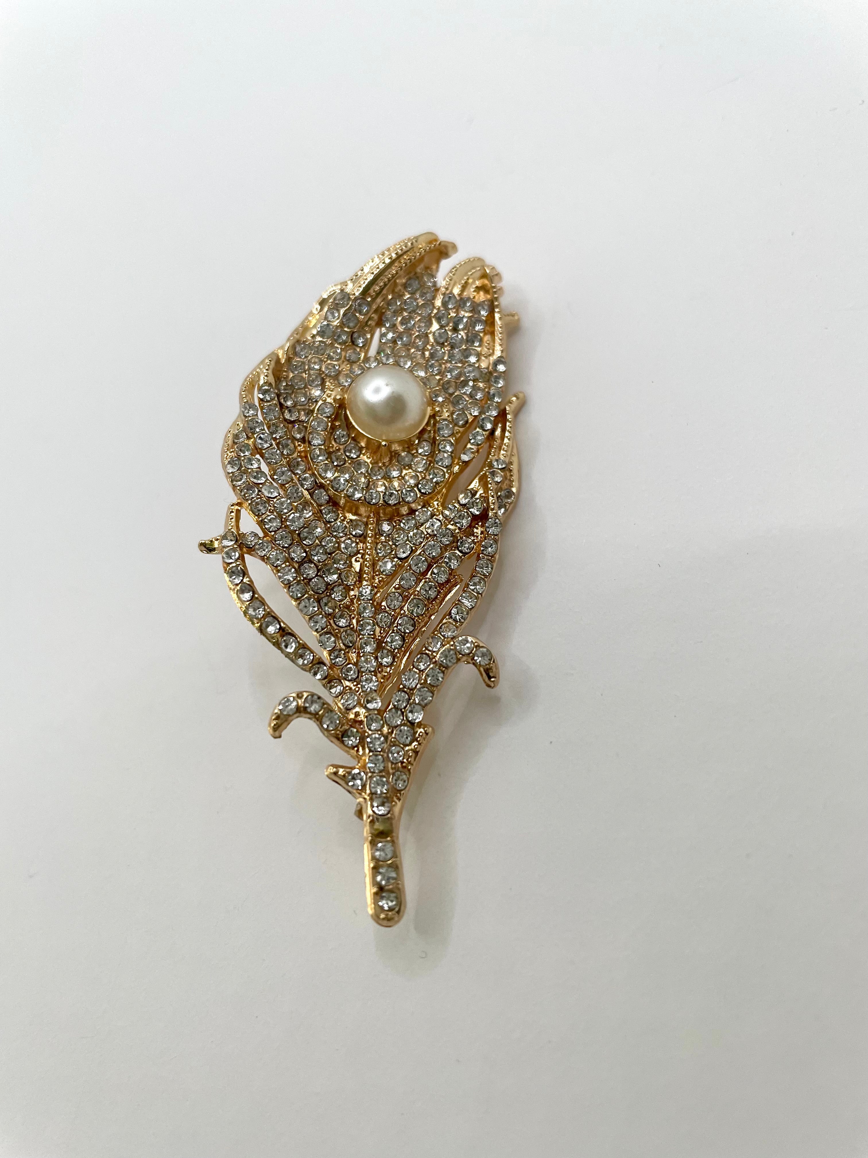 Chelsea Embellished Peacock Feather Brooch