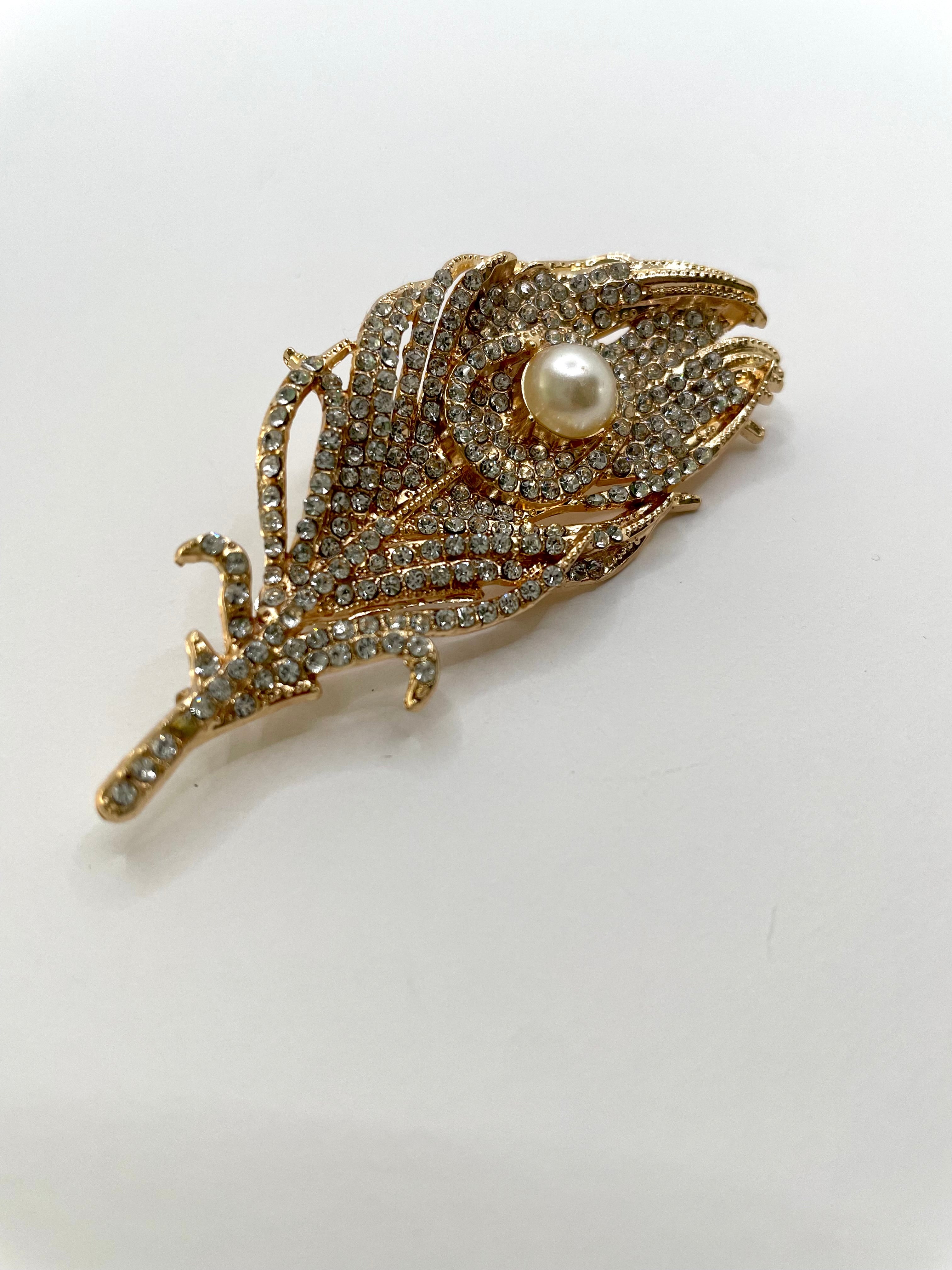 Chelsea Embellished Peacock Feather Brooch