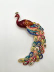 Patricia Flamboyant Red Oversized Peacock Brooch