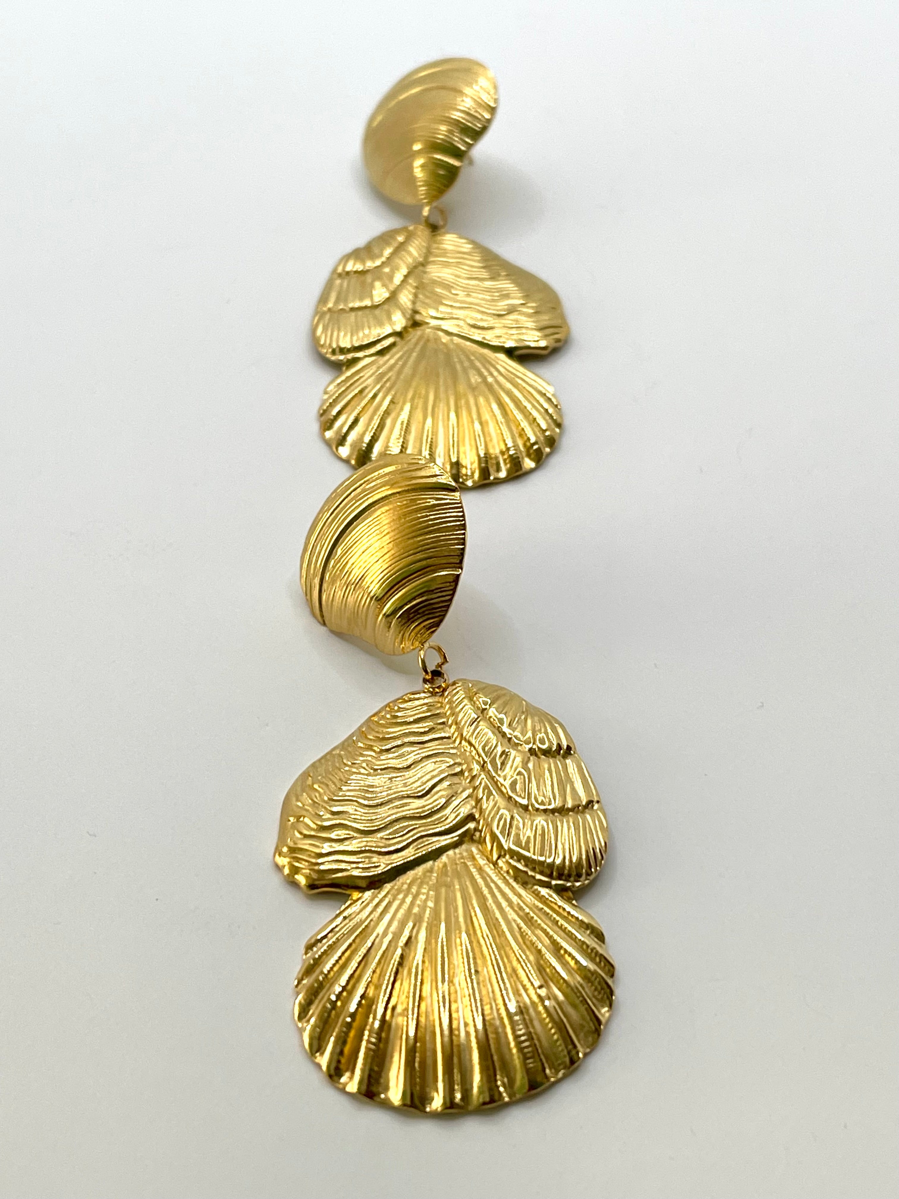 Robyn Gold Stainless Steel Conch Drop Earring