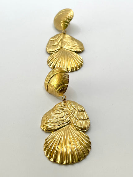 Robyn Gold Stainless Steel Conch Drop Earring