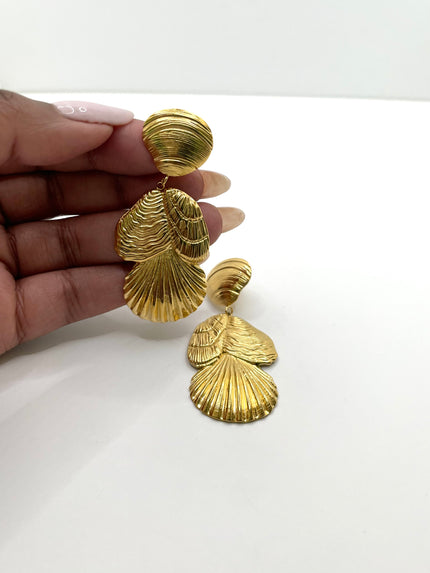 Robyn Gold Stainless Steel Conch Drop Earring