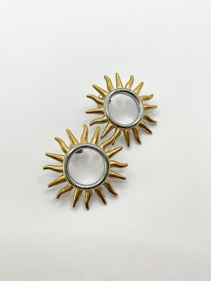 Mikayla Mixed Metal Hollow Sun Earrings