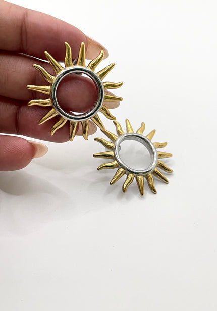 Mikayla Mixed Metal Hollow Sun Earrings