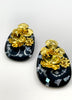 Mpho Statement Black & Gold Speckled Earrings