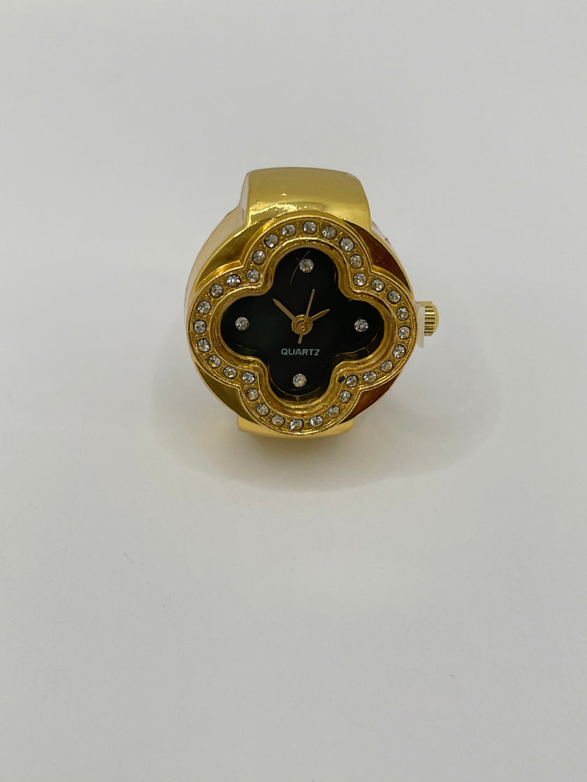 Kim Gold & Green Clover Expander Watch Ring