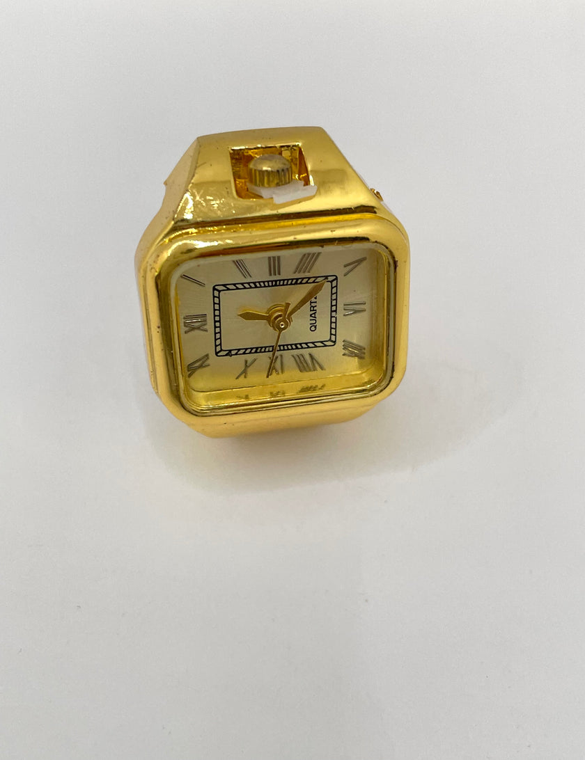 Joshau Double Gold Rectangle Face Expander Watch Ring